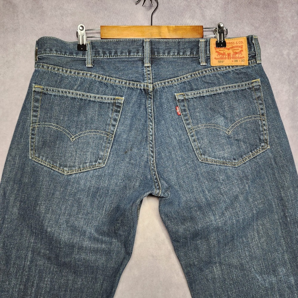 Levi's 559 Relaxed Straight Leg Jeans Mens 38x32 Blue‎ Denim
